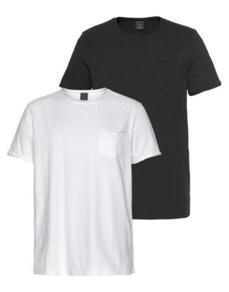 John Devin T-Shirt (Packung, 2er-Pack) mit Rollkantenausschnitt