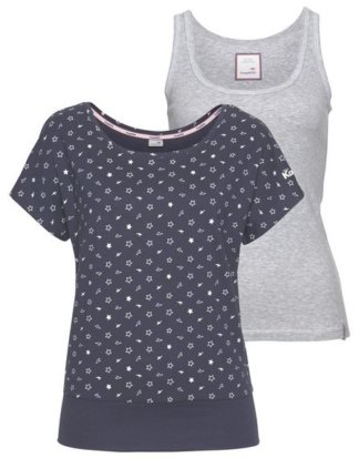 KangaROOS Oversize-Shirt (Packung, 2-tlg., mit Top) mit farblich abgesetztem Top im Doppelpack
