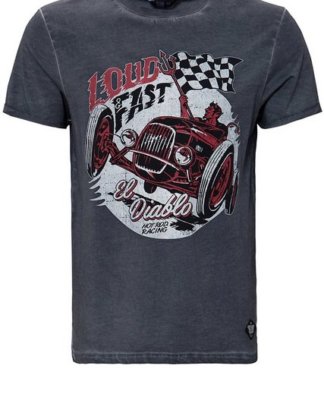 KingKerosin Print-Shirt "Loud & Fast" im Used Look