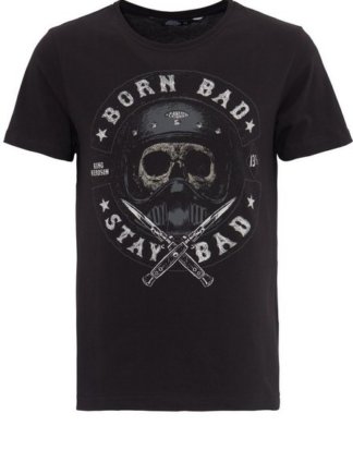 KingKerosin Print-Shirt mit Skull Print Born Bad Stay Bad