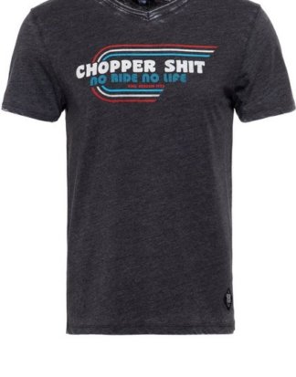 KingKerosin T-Shirt "Chopper" mit V-Ausschnitt und lässigem Enzymwash