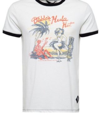 KingKerosin T-Shirt "Diablos Hula" aus reiner Baumwolle mit Pin Up Print
