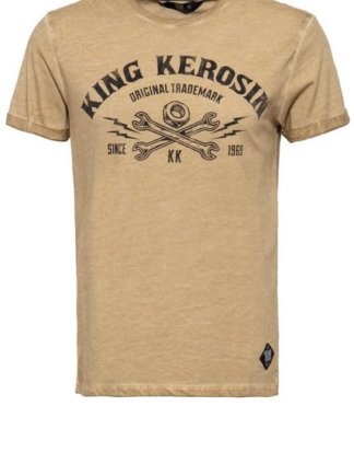 KingKerosin T-Shirt "Kk Original" mit Oilwash-Effekt und Frontprint