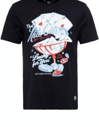 KingKerosin T-Shirt "Nite Cats" mit Pin Up Frontprint