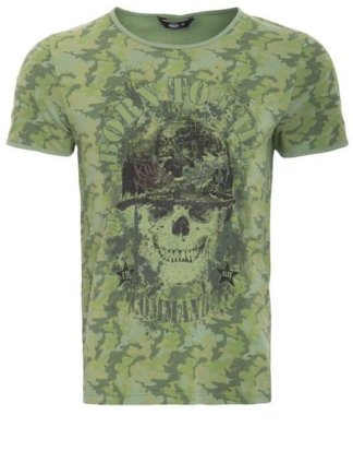 KingKerosin T-Shirt "born to kill" mit Tarn-Alloverprint und Skull-Motiv