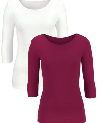 LASCANA 3/4-Arm-Shirt (2er-Pack) aus weicher Feinripp-Qualität