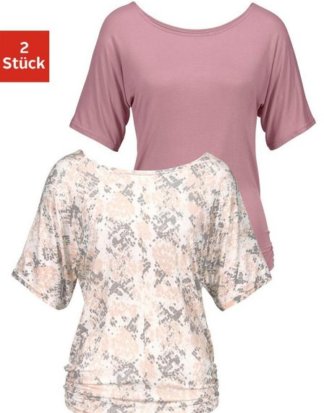 LASCANA Shirts (2 Stück) mit seitlicher Raffung am Saum