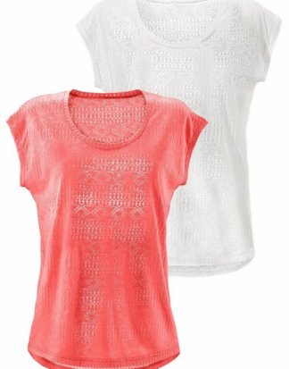 LASCANA T-Shirt (2er-Pack) Ausbrenner-Qualität mit leicht transparentem Ethno-Design