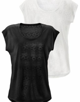 LASCANA T-Shirt (2er-Pack) Ausbrenner-Qualität mit leicht transparentem Ethno-Design