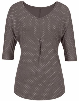 LASCANA T-Shirt mit Kellerfalte und Pünktchen-Druck
