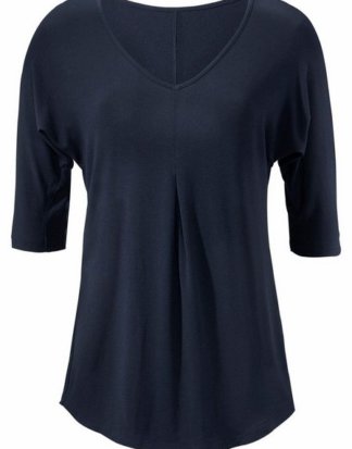 LASCANA T-Shirt mit Kellerfalte und gerundetem Saum