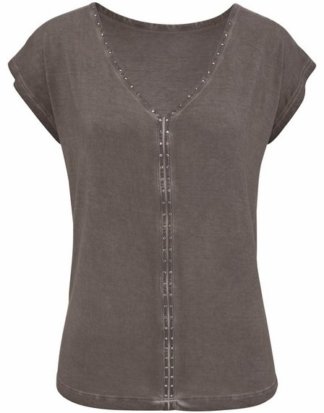 LASCANA T-Shirt mit tollem Wascheffekt und Glitzersteinchen