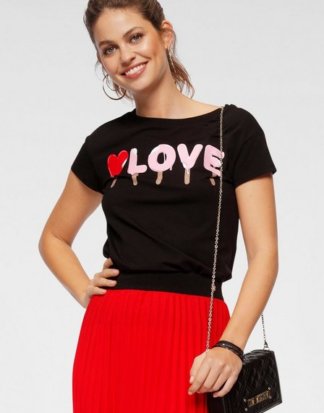 LOVE MOSCHINO Print-Shirt mit Statement-Print und Pailletten
