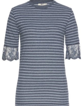 LTB T-Shirt "GOLOME" mit Streifen und floraler Spitze