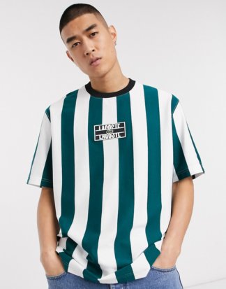 Lacoste - L!VE - Grünes T-Shirt mit Box-Logo und Streifen
