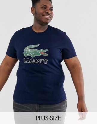 Lacoste - Marineblaues T-Shirt mit großem Logo auf der Brust-Navy
