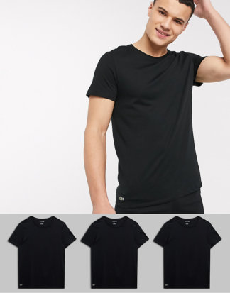 Lacoste - Schwarze, schmal geschnittene T-Shirts, 3er-Pack