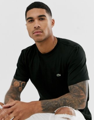 Lacoste - Schwarzes T-Shirt aus Pima-Baumwolle mit Logo