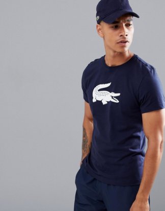 Lacoste Sport - T-Shirt mit großem Krokodil-Logo in Marine-Navy