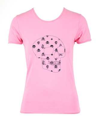 Lala Berlin Damen T-Shirt SCULL rosa Gr. M