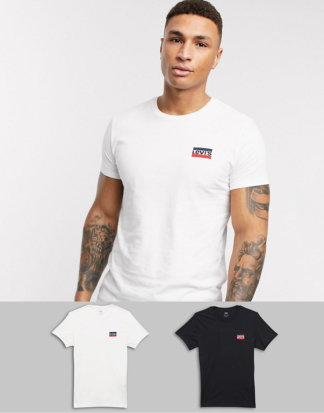 Levi's - 2er-Pack T-Shirts mit Logo, Weiß/Schwarz-Mehrfarbig