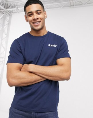 Levi's - Blaues T-Shirt im Stil der 90er-Jahre mit Logoschriftzug-Navy