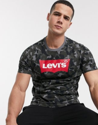 Levi's - T-Shirt mit Andrew-Military-Muster und Fledermaus-Logo-Grün