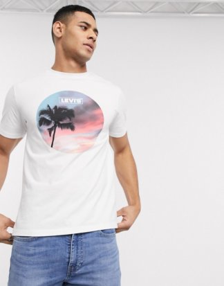 Levi's - Weißes T-Shirt mit rundem Fotoprint und Logo
