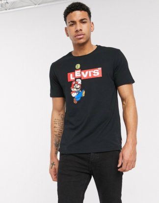 Levi's x Super Mario - Boxtab Bing - Schwarzes T-Shirt mit Logo
