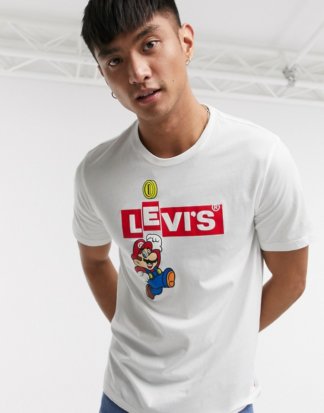 Levi's x Super Mario - Boxtab Bing - Weißes T-Shirt mit Logo