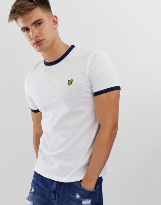 Lyle & Scott - Weißes Ringer-T-Shirt mit Logo