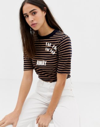 Maison Scotch - Far far Away - Gestreiftes T-Shirt-Schwarz