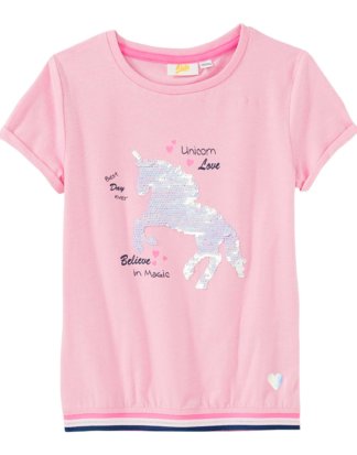 Mädchen-T-Shirt mit Wendepailletten-Einhorn
