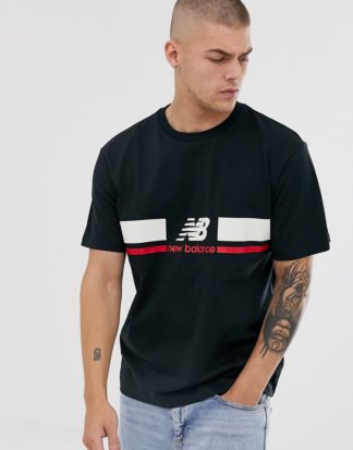 New Balance - Athletics - Schwarzes T-Shirt mit Logo auf der Brust