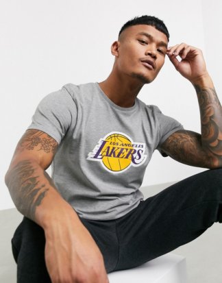 New Era - NBA - Graues T-Shirt mit Los Angeles Lakers Wordmark Design