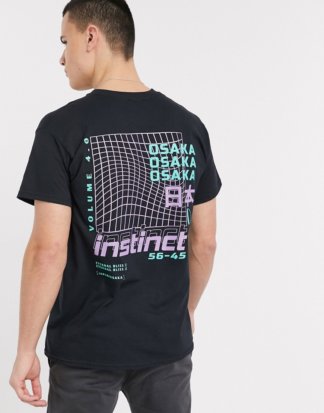New Look - Instinct - Schwarzes Oversize-T-Shirt mit beidseitigem Print