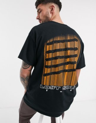 New Look - Lost Soul - Schwarzes T-Shirt mit Print vorn und hinten
