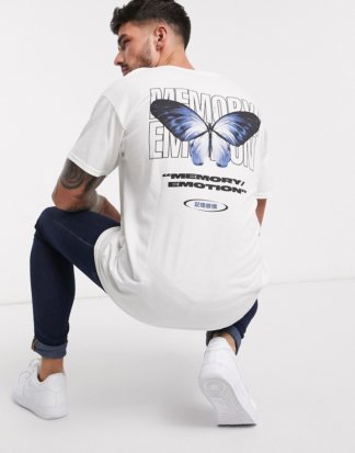 New Look - Memory - Weißes T-Shirt mit Schmetterlingprint vorn und hinten