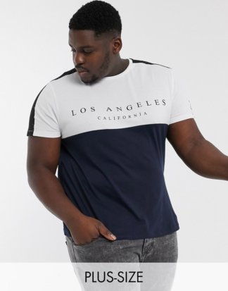 New Look PLUS - City - Marineblaues T-Shirt mit Farbblockdesign-Navy