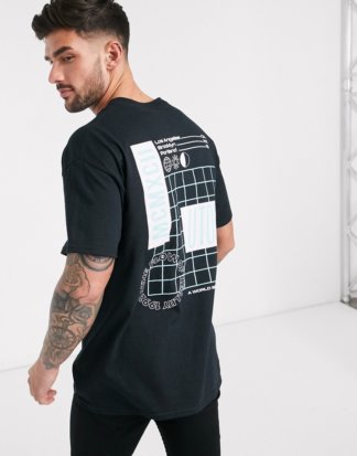 New Look - Utopia - Vorn und hinten bedrucktes Oversized-T-Shirt in Schwarz