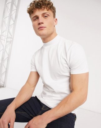 New Look - Weißes T-Shirt mit Rollkragen