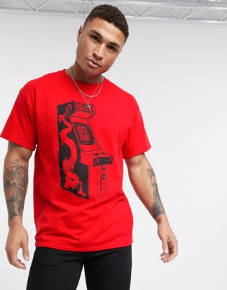 New Look - Übergroßes, rotes T-Shirt mit 'Mortal Kombat'-Aufdruck