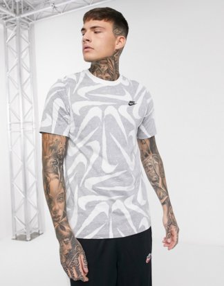 Nike - Graues T-Shirt mit durchgehendem Logoprint