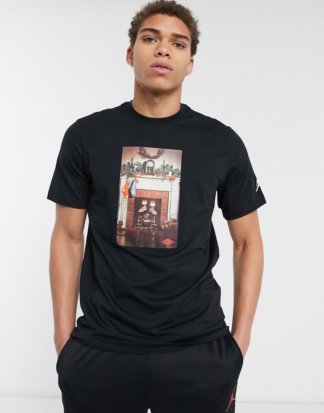Nike - Jordan - Schwarzes T-Shirt mit Kamin-Print