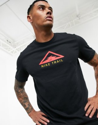 Nike Running - Trail - Schwarzes T-Shirt mit Logo