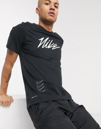 Nike Training - Sport Clash - T-Shirt mit Logo in Beige-Schwarz