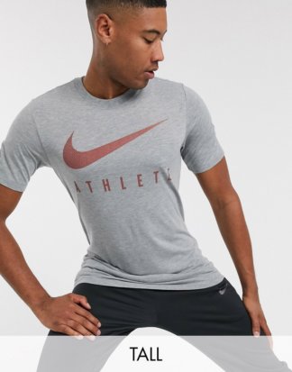Nike Training Tall - Athlete - Graues T-Shirt mit Swoosh-Logo