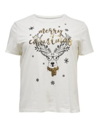 ONLY CARMAKOMA T-Shirt mit Paillettenstickerei "Merry Christmas"
