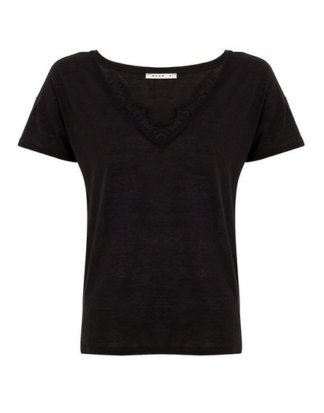 OXXO V-Shirt mit Spitze am V-Ausschnitt