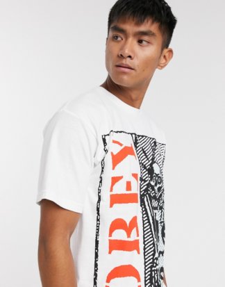 Obey - Weißes T-Shirt mit Skelett-Motiv